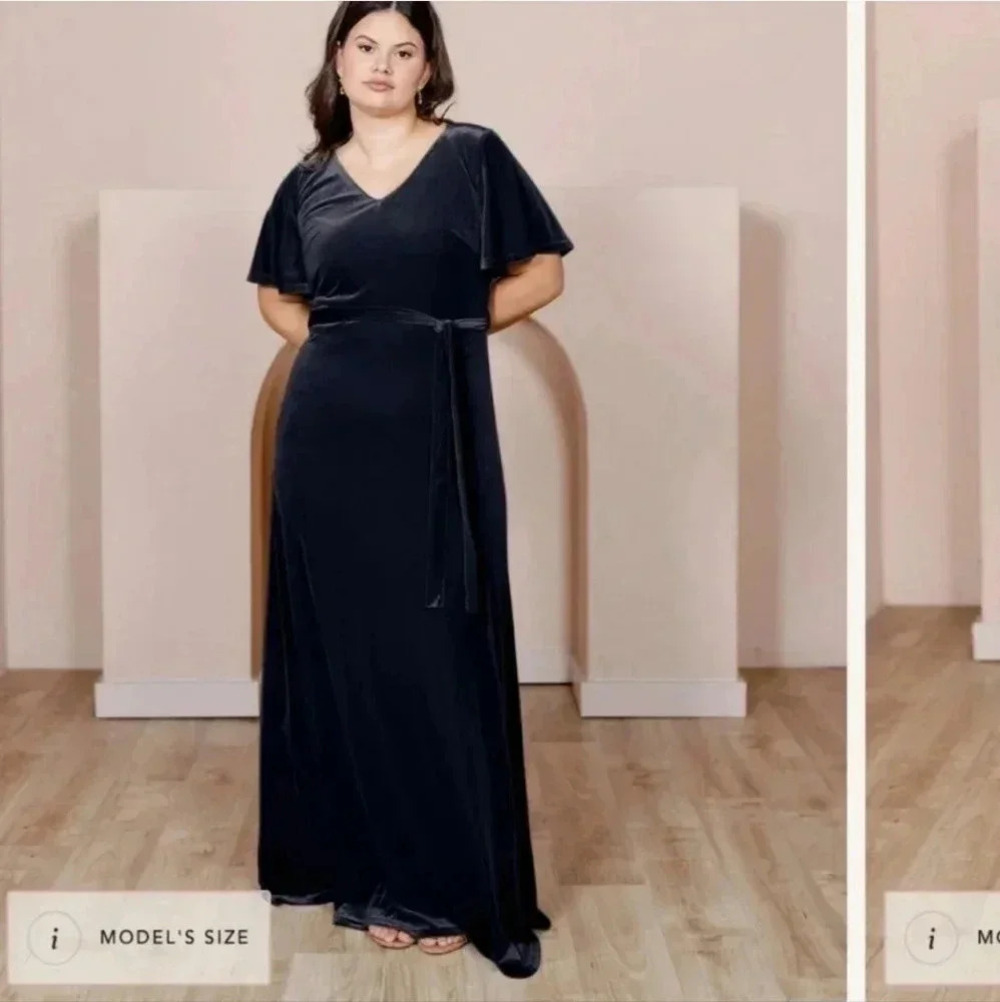 Revelry Reese Velvet‎ Maxi Dress Slate Blue Wedding Size Medium